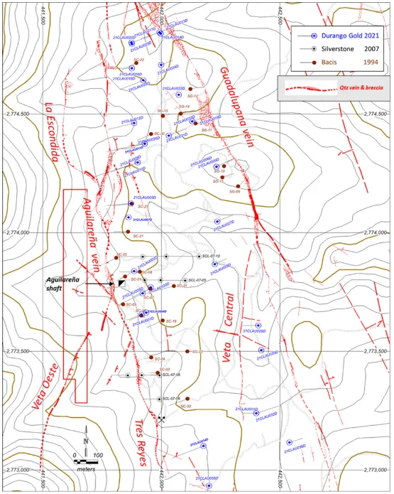 Historical Prospects and Mines in the Claudia Property Durango Gold 2022